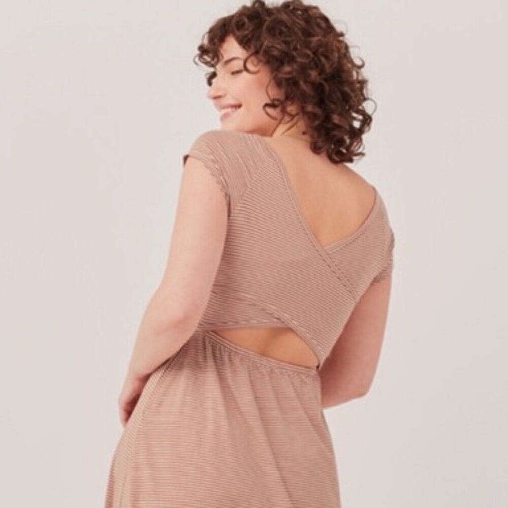 Pact Women's Striped Maxi Dress - Tan